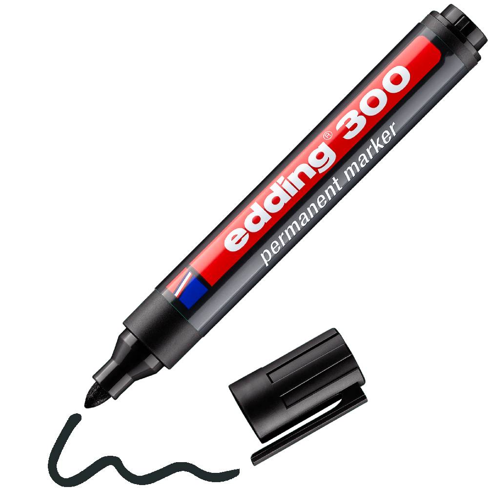 Marker permanent Edding 300, varf 1.5-3 mm, negru, blister Marker permanent Edding 300, varf 1.5-3 mm, negru, blister